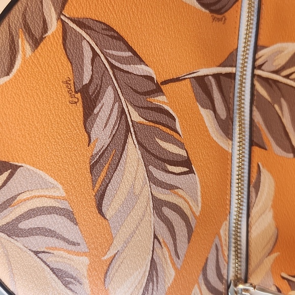Coach Orange and Brown Tropical Leaf Backpack Coach printed backpack - Gem main image 4